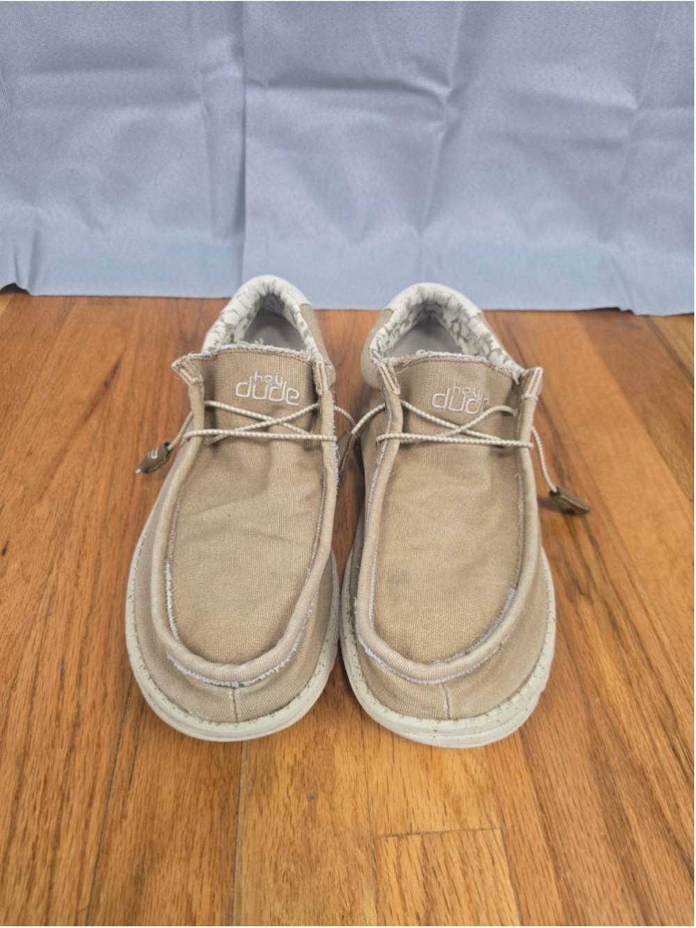Men's Hey Dude Slip-On Shoes Size 15 Beige and White